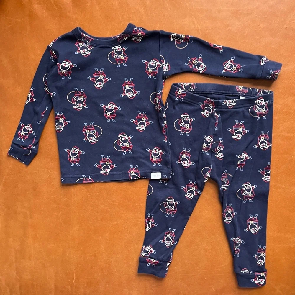 GAP Baby Santa Navy Organic Cotton PJs, 18-24mo